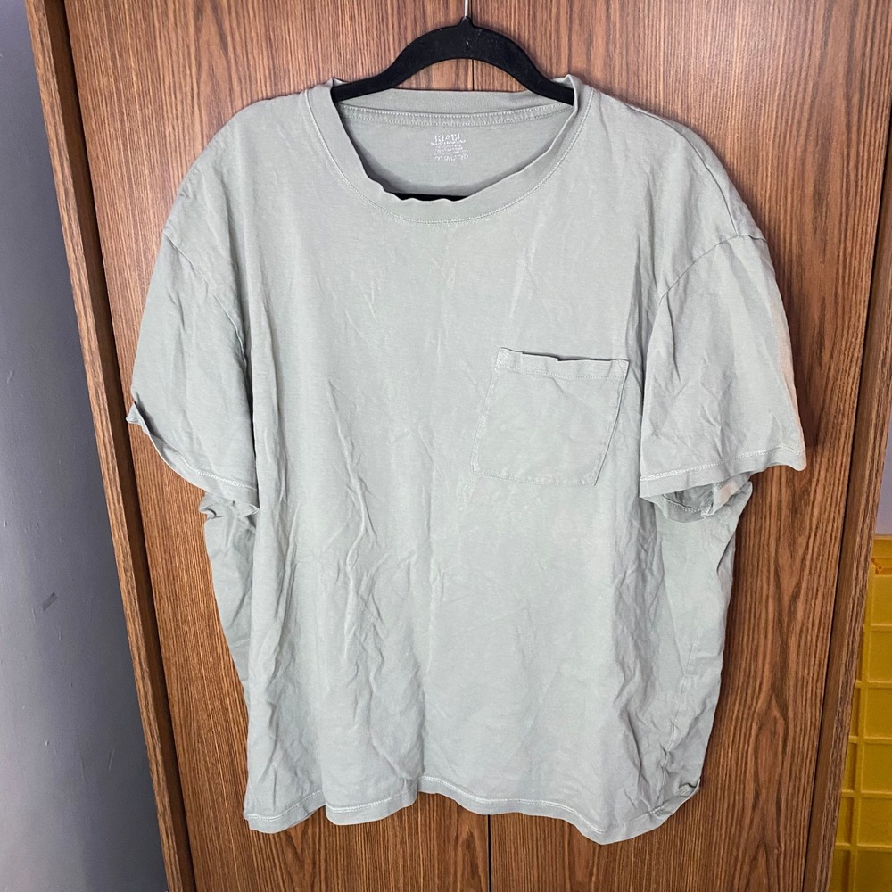 KIABI Pocket T-Shirt Mens XXL Sage Green Organic Cotton Relaxed Fit Tee